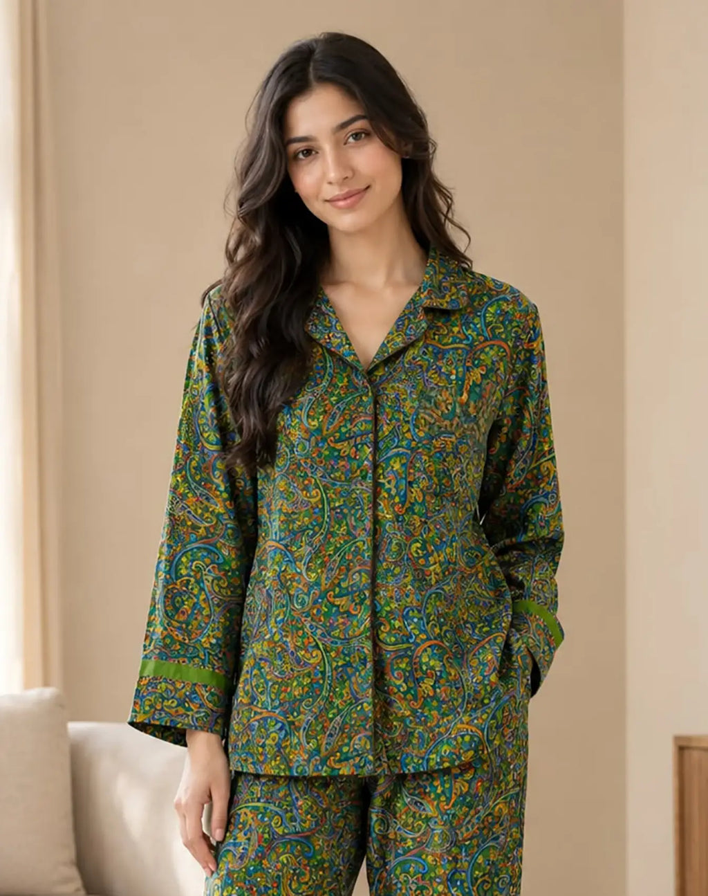Recycled Silk Sari Pajama Set, Soft Handmade Nightwear, Valentine Gift for Her, Button Down Top, Drawstring Pants, Luxury Lounge Gift
