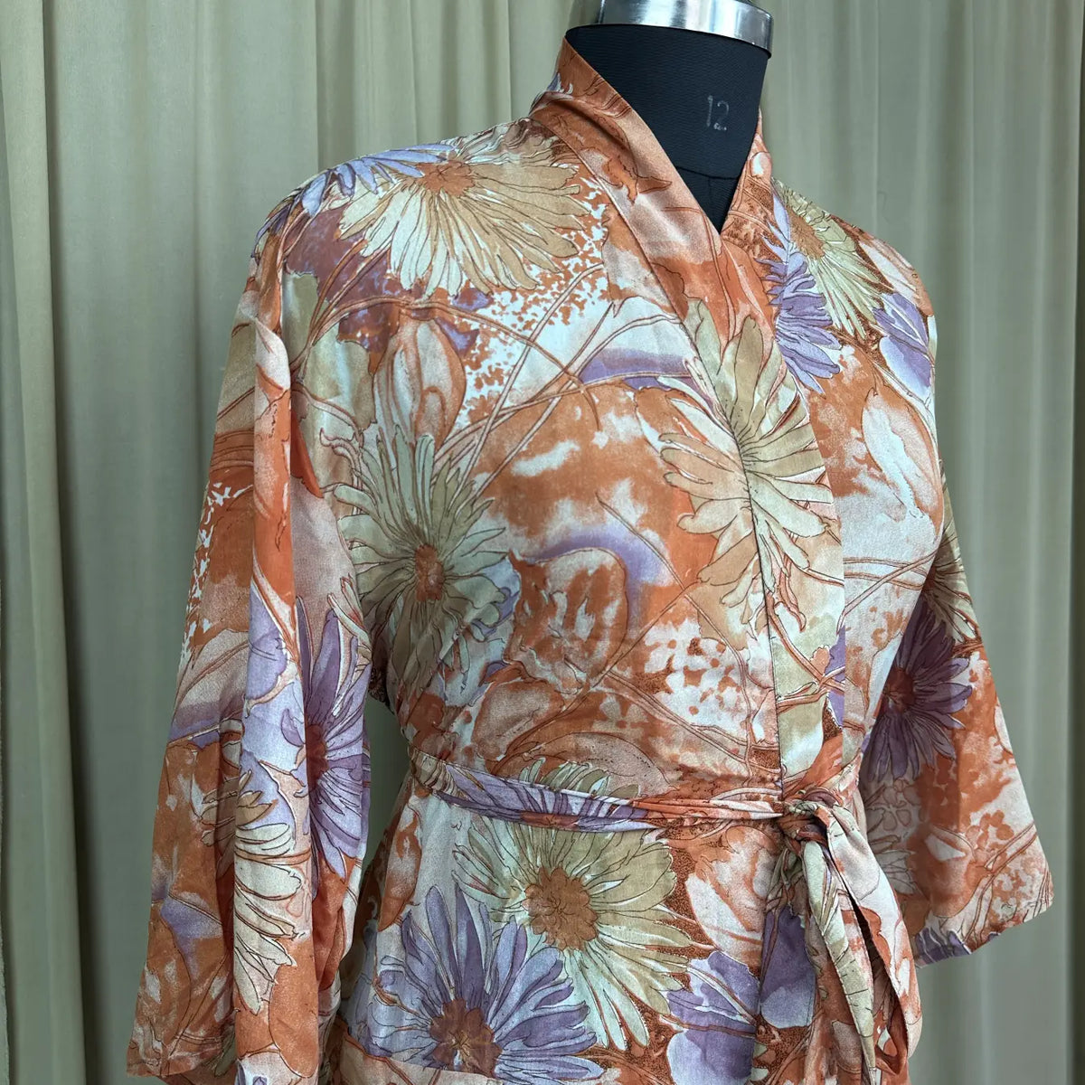 Vintage Silk Sari Boho Kimono | Luxury Loungewear House Robe Flowy Gown, Regal Floral Romance Duster Beach CoverUp, Bridesmaid Dressing Gown