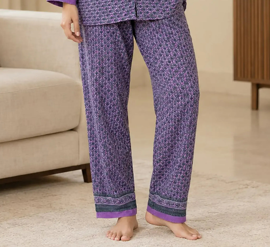 Women's Recycled Silk Sari Pajama Set, Handmade Family Pajamas, Colorful Sleepwear, Short Sleeve Top, Drawstring Pants, Holiday Gift for Mom
