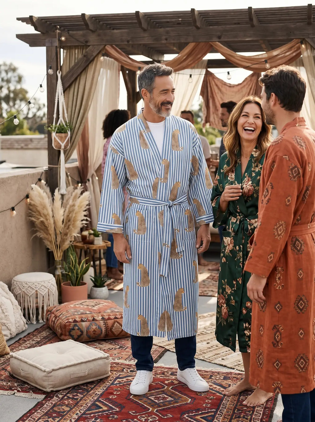 Men's Organic Cotton Kimono Robe | Lightweight Loungewear, Zen Spa Robe, Summer Dressing Gown, Cardigan Nightwear With Belt, Gift for Him