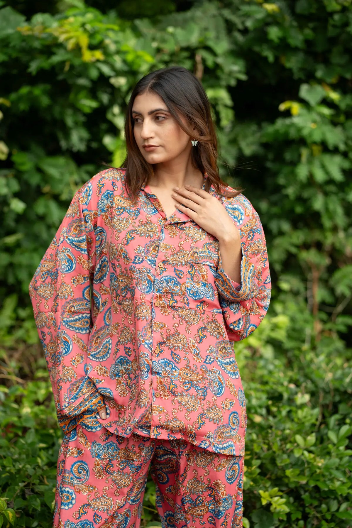 Silk Blend Bridal Pyjama Set | Silky Soft Cozy Breathable Women Nightwear, Paisley Pattern With Pockets, Bridesmaids PJ, Unique Gift For Her