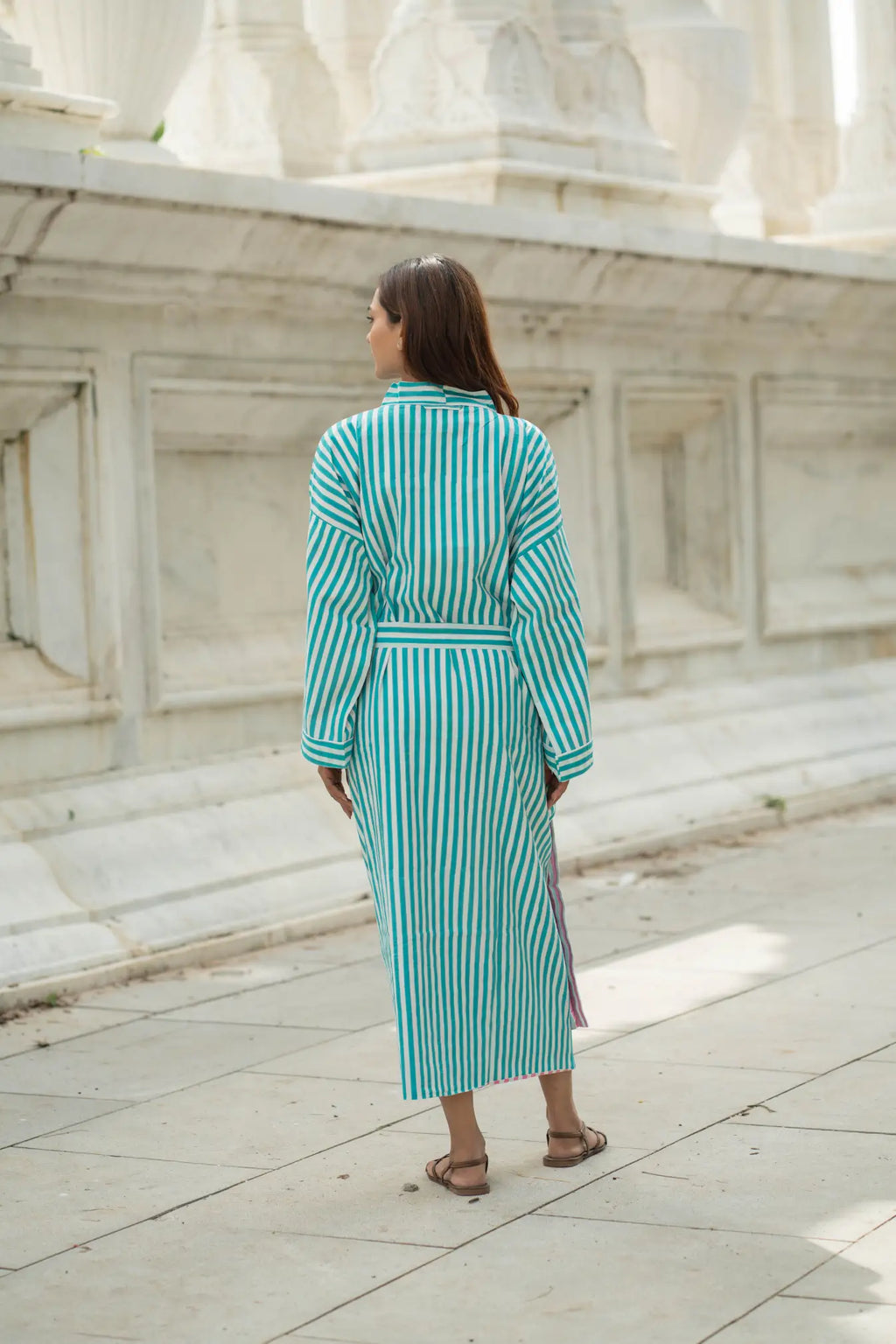 Women's reversible Cotton Long Kimono Robe