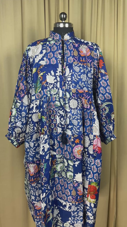 ASSORTED - BLUE HUES | Hand Stitched Patchwork Cotton Dress | Perfect Anniversary Christmas Gift For Her Sister Mother |