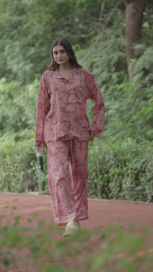 Silk Blend Women Pyjama Set | Silky Soft Cozy Breathable Bridal Nightwear, Paisley Pattern With Pockets, Bridesmaids PJ, Unique Gift For Her
