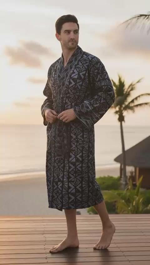 Pure Cotton Handblock Men Kimono | Indian Printed Man House Robe, Boho Beach Coverup Dressing Gown, Lightweight Loungewear, Gift For Him Dad