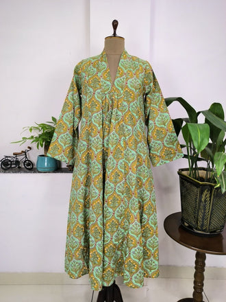 Beautiful Summer Cotton Dress,Hand Print Hand Block Tops, Cotton Indian Flapper/Sketer Wear, Circle Boho Small Size