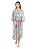 block-printed Cotton Kimono Robe in floral
