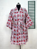 block-printed Cotton Kimono Robe in floral