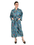 block-printed Cotton Kimono Robe in floral