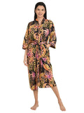 block-printed Cotton Kimono Robe in leaf