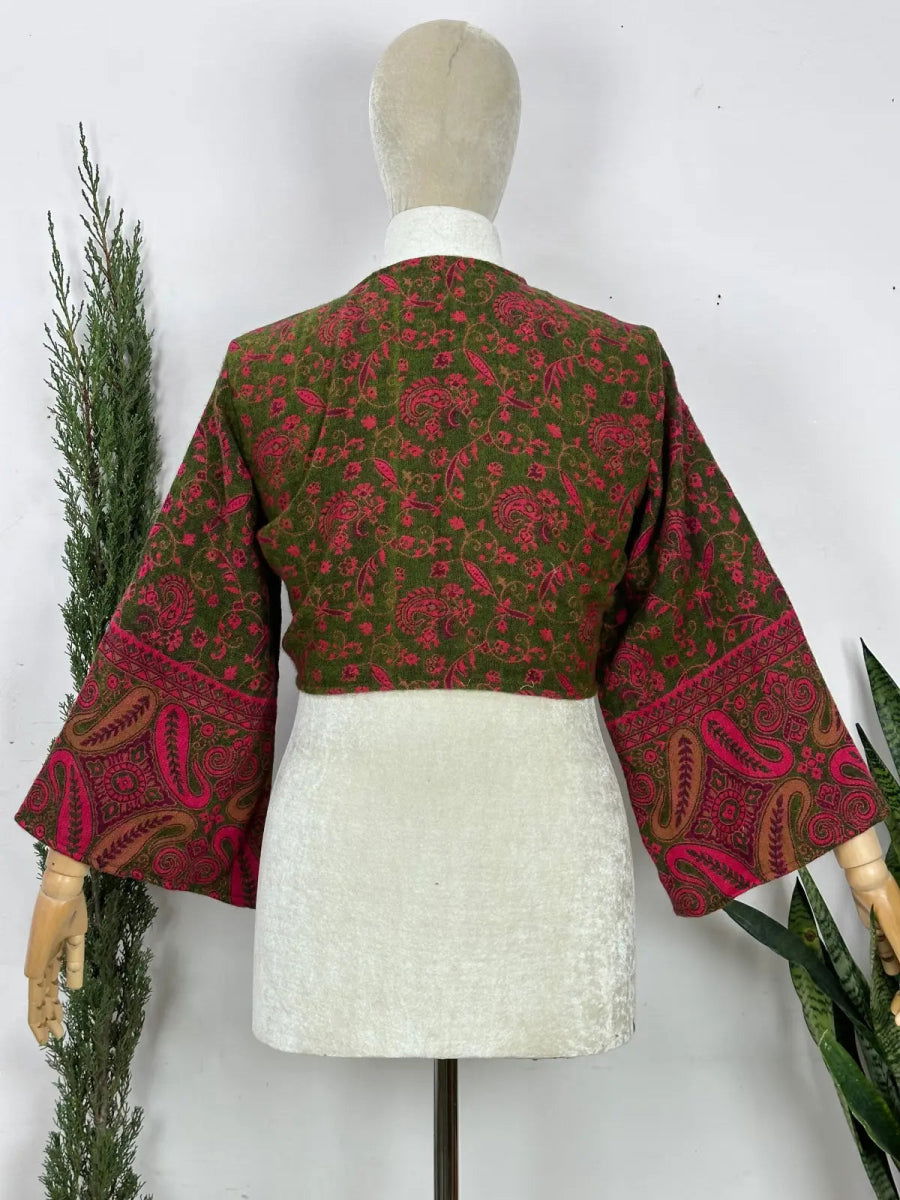 Yak Wool Blend Bell-Sleeve Wrap Top