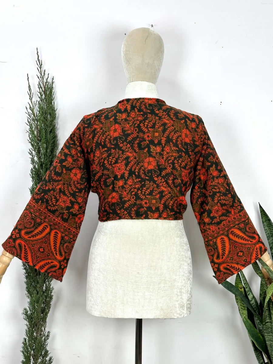 Yak Wool Blend Bell-Sleeve Wrap Top