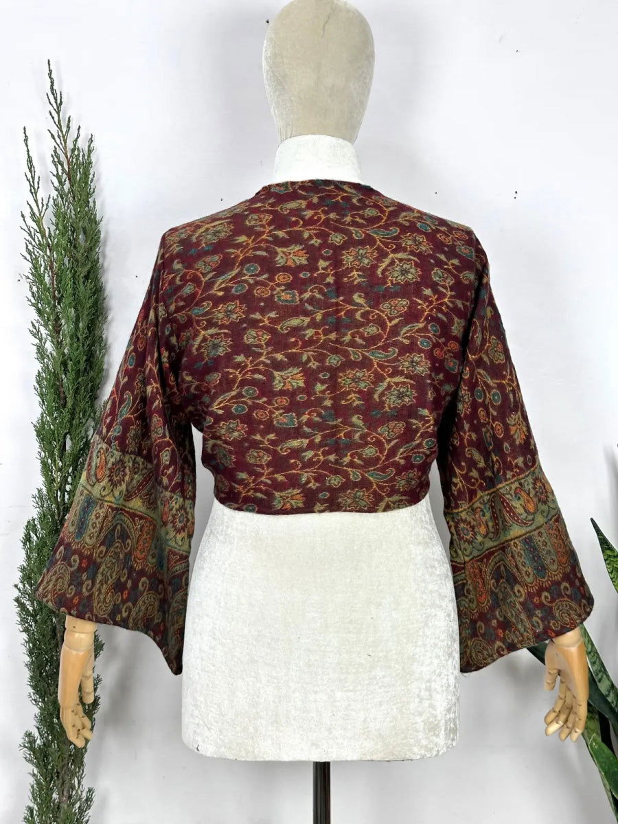 Yak Wool Blend Bell-Sleeve Wrap Top